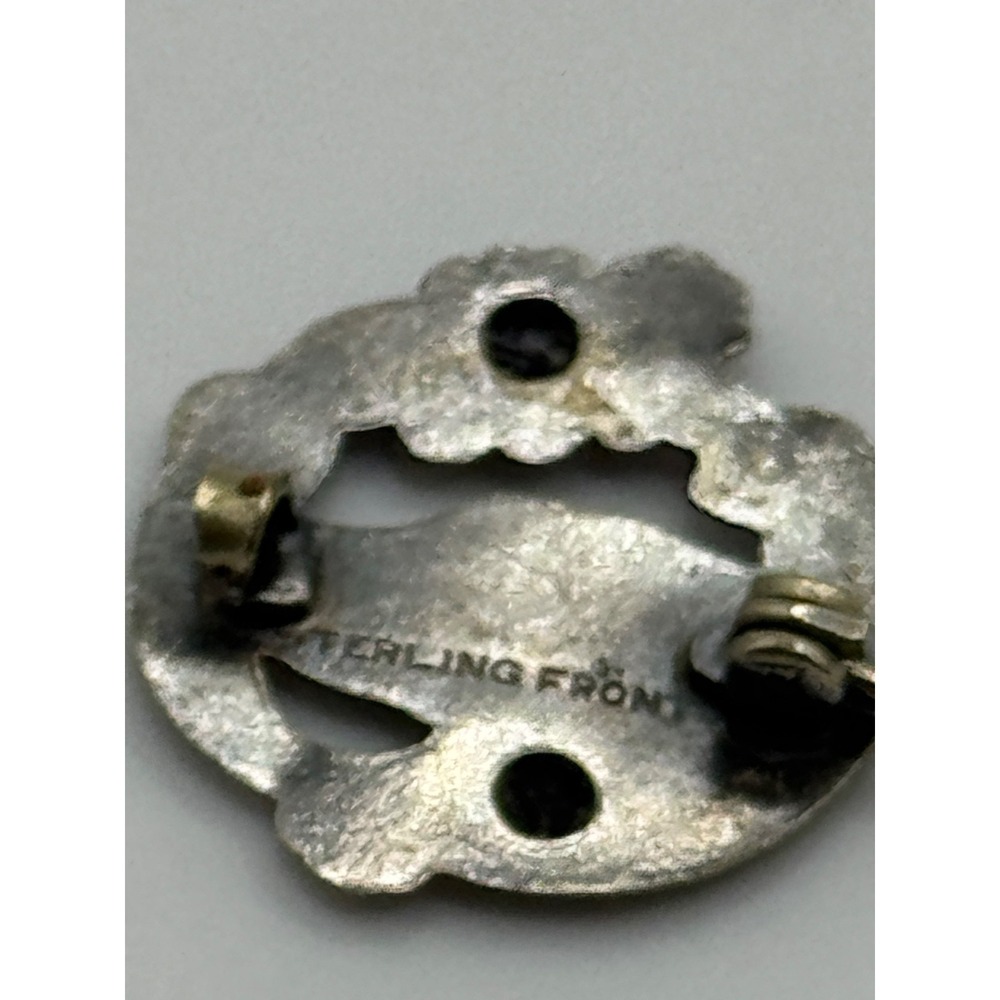 Antique Art Nouveau Dog Pin Brooch Marked Sterling Front - Picture 9 of 9